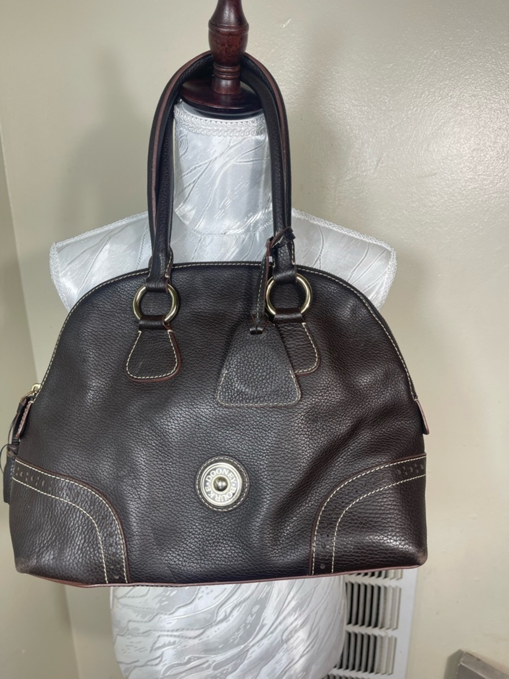 Dooney & Bourke Genuine Pebbled Leather Medium Domed Shoulder Satchel bag